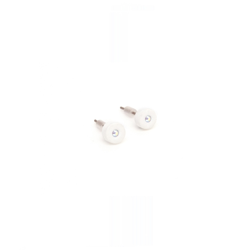 White Planet Post Earrings